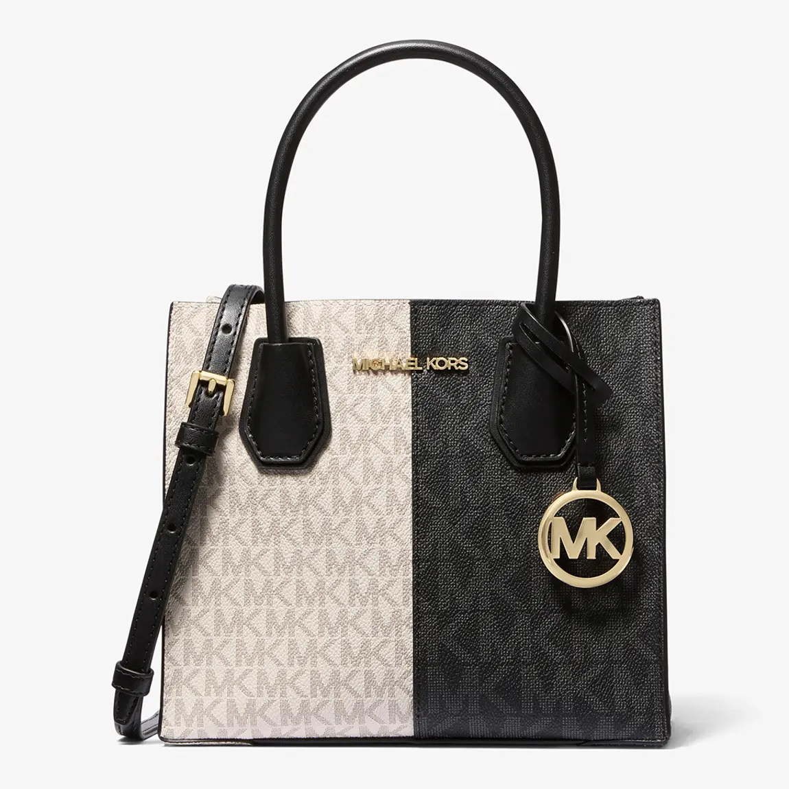 Black & White Mercer Two-Tone Logo Crossbody Bag